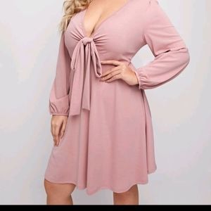 PINK LONG SLEEVE SKATER DRESS